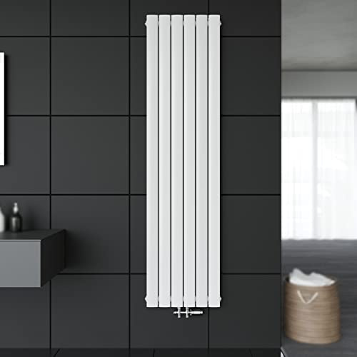 SONNI Paneelheizkörper Vertikal Flachheizkörper Weiß Doppellagig 1800x462mm Heizung Heizkörper mit Anthrazit Multiblock Hahnblock Heizkörper Thermostat