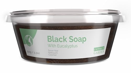 Fatima's Garden Savon Noir à l'Eucalyptus - Nettoyant Purifiant, 150g