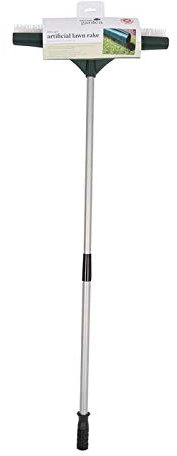 Greenfields Lawn Rake Turf Artificial Lawn Brush Adjustable Ergonomic Steel Handle Plastic Cover Head with Telescopic Handle Brush 78 to 130 CM with Polyamide Bristles