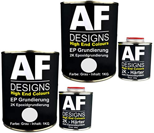 Alex Flittner Designs Epoxidfüller 2 x 1,20kg 2K Grundierung Füller EP Füller in grau für Autolack Rostschutz