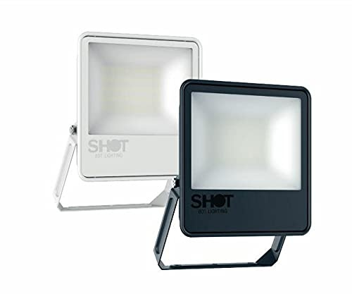 Bot-Lighting Proiettore LED da Esterno orientabile con Sensore Crepuscolare 10W 20W 30W 50W 90W Slim IP65 in Alluminio con Vetro Temperato Non Dimmerabile -20°/+45° 220V (Luce Fredda, 50W Grigio)