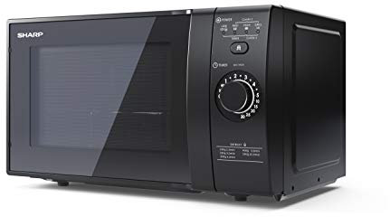 SHARP YC-GG02U-B Compact 20 Litre 700W Digital Microwave with 1000W Grill, 3 power levels, ECO Mode, defrost function, LED cavity light - Black