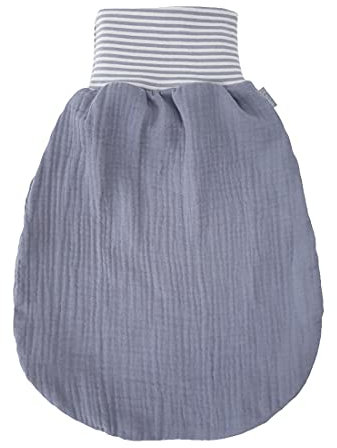 Lilakind“ Baby Musselin Strampelsack | Kleinkind Musselin Schlafsack | Made in Germany Grau Gr. M