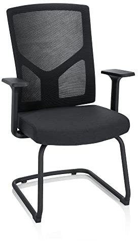 hjh OFFICE 751003 Besucherstuhl mit Armlehnen Breton V B Stoff/Netz Schwarz Freischwinger Konferenzstuhl, ergonomisch