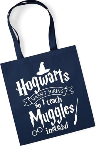 tradercat Jutebeutel bedruckt mit Spruch, Stoffbeutel bedruckt aus 100% Baumwolle - Tote Bag, Einkaufsbeutel, Einkaufstasche, Shopper und Baumwolltasche mit langen Henkeln, I Teach Muggles