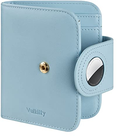 Vulkitty Damplånbok för Airtag, Liten läderväska för kvinnor RFID-blockerande dubbelsidiga kreditkortsplånböcker