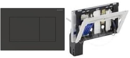 Geberit, Sigma30 115.883.16.1 Betätigungsplatte 2 Mengen, schwarz matt, 115883161 & 115610001 Einwurfschacht für Unterputz-Spülkasten 115.610.001, Reinigungswürfel