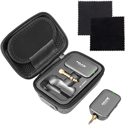 NUX B-7PSM 5.8 GHz Wireless in-Ear Monitoring System Bundle with 2pcs Microfiber Polishing Cloths, Charging Case Included, Stereo Audio transmitting