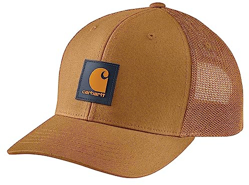 Carhartt Rugged Flex Twill Mesh Back Logo Patch cap Cappellino da Baseball, Marrone/Nido d'Ape, Taglia Unica Uomo