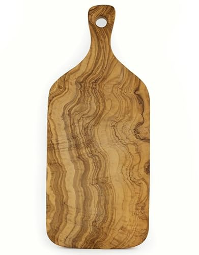 Planche à découper de cuisine naturelle et unique pour charcuterie, fromage, viande et barbecue- 100 % bois d'olivier ligure - compact et sans fissures