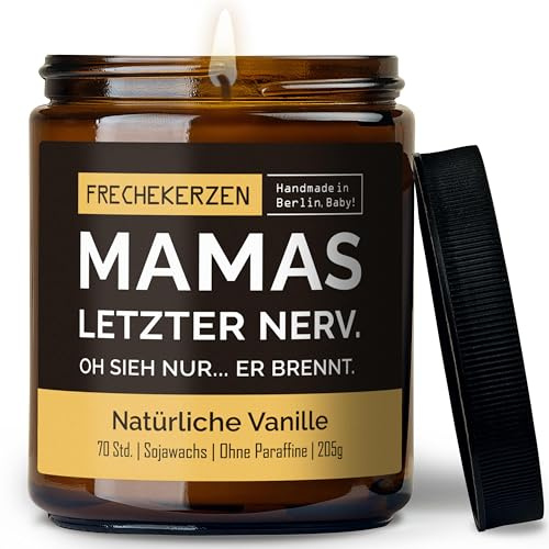 Lustige Duftkerze mit Spruch für Mama | Handgemacht aus Sojawachs | In Geschenkbox | Nachhaltiges Valentinsgeschenk | Geschenkidee Geburtstag Mutter, Beste Mama zum Muttertag |Vanille