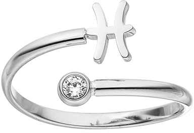 Purelei Anello Zodiaco - Anello Impermeabile da Donna in Acciaio Inox Resistente - Anelli Regolabili dalla Taglia 50 alla 60 - Gioiello alla Moda per il Tuo Look Personale, Adjustable, Gemma, Zircone