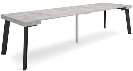 Skraut Home | Ausziehbarertisch | Multifunktionaler ausziehbarer | 300 | Für 14 Gäste | Hölzerne Beine | Moderner Stil | Zement