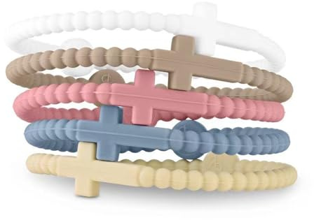 Kryzalite Bracelet Jésus en Silicone avec Croix pour Bébés, Tout-petits, Enfants, Femmes, Hommes - Religieux en Caoutchouc Lot de 5