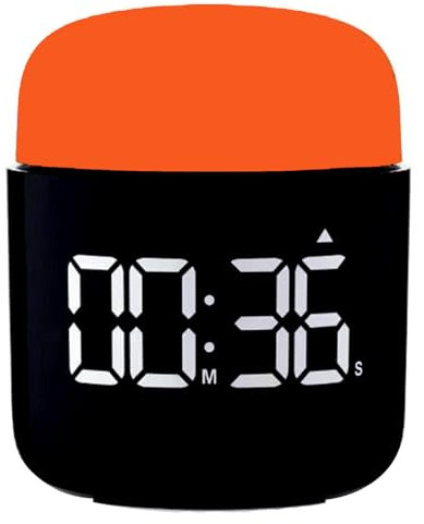 Table Timer Stopwatch, Large Led Display, Simple Manual Rotation Count Down & Up, Adjustable Volume & Brightness, Easy for Kids, Vintage No Ticking Time Management Clock, Loud Alarm or Silent (Orange)