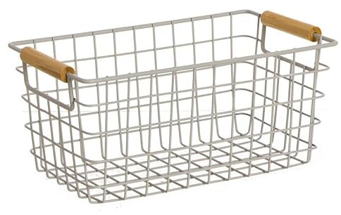 ROCKING GIFTS Metallkorb mit Holzgriffen, Weiß, 26 cm