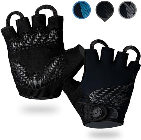 Lymaha MTB Handschuhe,Halbfinger Sommer Fahrradhandschuhe für Männer und Frauen für MotorräderFahrräderMTBFitnessstudio und andere Sportarten (Schwarz, L)