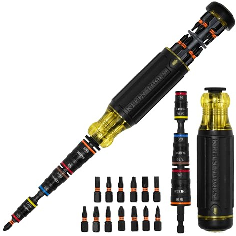 Klein Tools 32303HD Impact Driver Set, 20-in-1 SAE Impact Rated Sockets and Screwdriver Tool with Phillips, Slotted, Square and Torx Tips