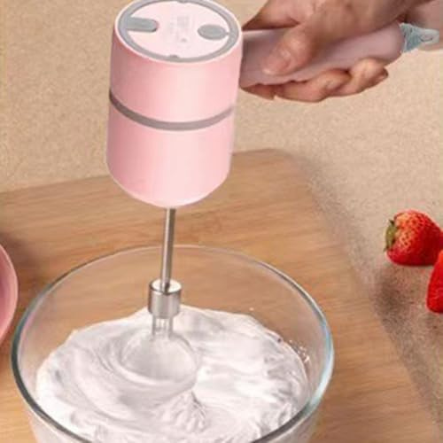 Batidora de mano eléctrica, batidora de huevos, batidora de pasteles, licuadoras inalámbricas de 3 velocidades, amasadoras de batidor de masa para cocina, hornear y cocinar (rosa)