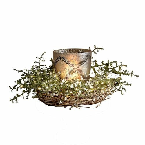 Loberon Kranz Helvique, Handgeflochten, Filigrane Kunstzweige, Einzigartige Handarbeit, Türkranz, Dekoration, Wohn-Accessoire, Rattan, Eisendraht, Polyethylen, braun