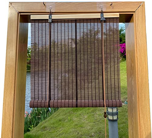 Retro-Bambusrollo, Rollos aus natürlichem Bambusholz, Sonnenschutzvorhang für Fenster, Verdunkelungsrollos, Bambus-Faltrollo für Balkone/Teestuben/Arbeitszimmer (B60 x H200 cm)