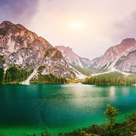 adrium Holz-Bild 60 x 60 cm: Bergsee zwischen Bergen (71331252)