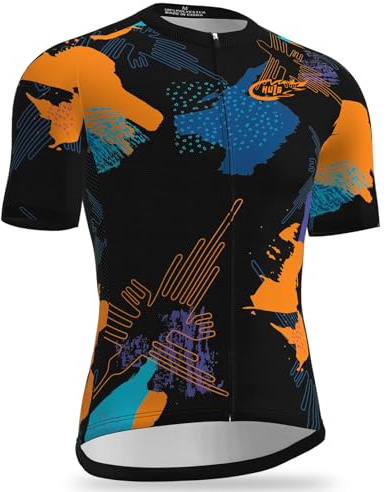 HULG Maglie da Ciclismo da Uomo,Maglia Ciclismo con Manica Corta Maglietta MTB Traspirante Asciugatura Veloce Riflettente per Multi-Sport Mountain Bike Ciclismo Palestra (Color-05,M)
