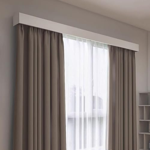 DZZTHSH Sistema di binari per tende da camera da letto con scatola, binari decorativi 3 in 1 per interni, pannelli mantovane per tende da parete, lunghezza personalizzata