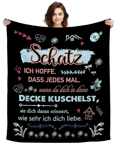Original Geschenk für Valentinstag Schatz Ich Hoffe Dass Jedes Mal Wenn Du Dich In Diese Decke Kuschelst Sie Dich Daran Erinnert Wie Sehr Ich Dich Liebe Kuscheldecke Dekoratives für Sie Ihn (Schatz-B)