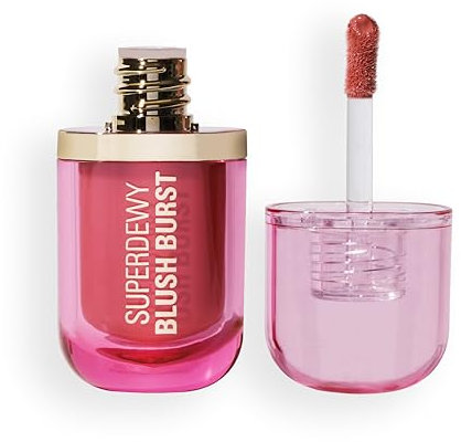Revolution Superdewy Liquid Blush Burst, Buildable Colour for Cheek, Serum Formula with Peptides & Hyaluronic Acid, Vegan & Cruelty-Free, Strawberry Milkshake Cool Pink, 4.2ml