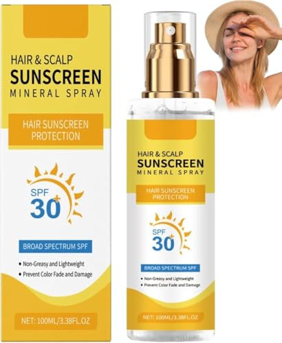 Hair & Scalp Sunscreen, SPF30 uv Hair Protector Spray,Hairs Sun Protection Spray,Scalp Sun Protection Sprays,Prevent Hairs Color Fade/Dryness, Suitable for Hiking/Beach/Running