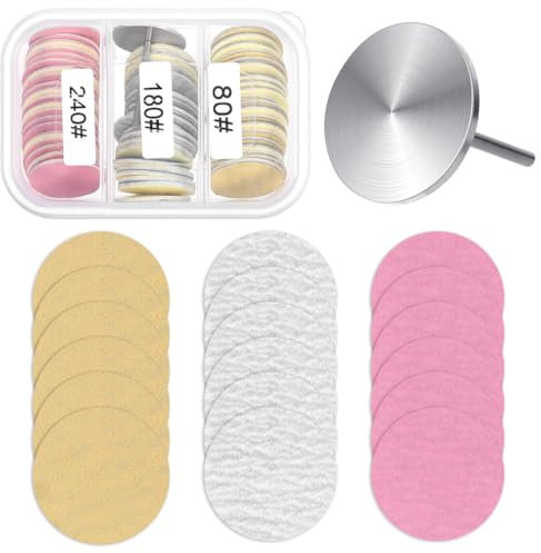 WeddHuis 60 Stück Schleifscheibe Pediküre Nagel Schleifscheiben mit Metall Nagelbohrern 25mm Ersatz Fuß Nagelfräser Aufsätze Bits für Elektrische Hornhaut Zubehör mit Aufbewahrungsbox(80#120#180#)