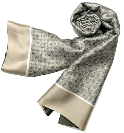 UK_Stone Halstuch Herren Kunstseiden Schal Vintage Pattern Doppelseite Herrenschal