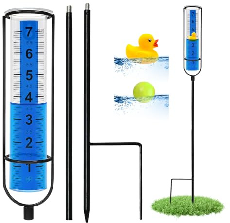 Regenmesser Outdoor für Hof, Kunststoff Regen Wasser Messgerät mit | Regenmesser für den Außenbereich, gefrierfest, große, klare Zahlen, leicht ablesbar, Outdoor-Regenmesser, verspielt und genau