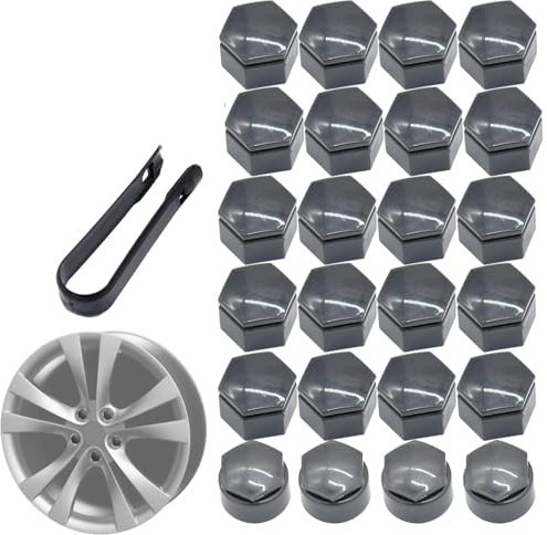 Radschraubenkappen,Padmutterkappen 24 Stück graue Radnabenmuttern, Reifenschrauben, Schraubkappen, Staubschutz, wasserdicht, mit Werkzeug, 22 mm, passend for Opel Vauxhall Holden Insignia 2010–17