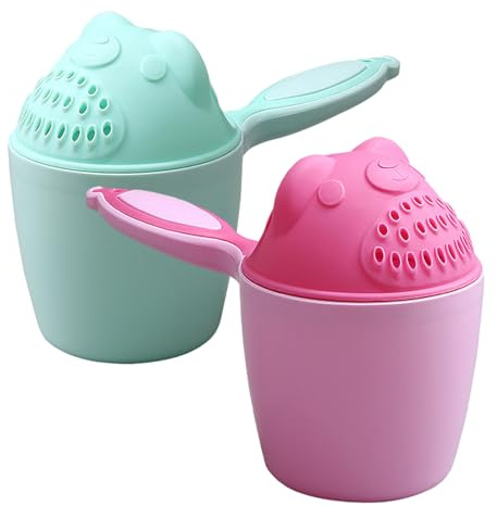 Vgvgaj Badebecher 2 Stuck Kinder Haarwaschbecher Badebecher | 10x10cm Babyhaarwaschbecher PP Spülbecher Wasserfall Spüler Bär Shampoobecher Mit Griff Für Kinder Mädchen