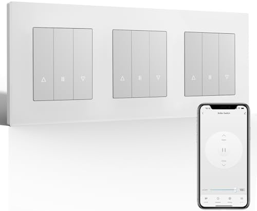BSEED Smart Zigbee Interruptor para Persianas Triple Compatible con Alexa/Google Home/Tuya,Smart Interruptor Empotrado Marco de PC con Temporizador(Requiere Cable Neutro y Gateway Hub),Blanco