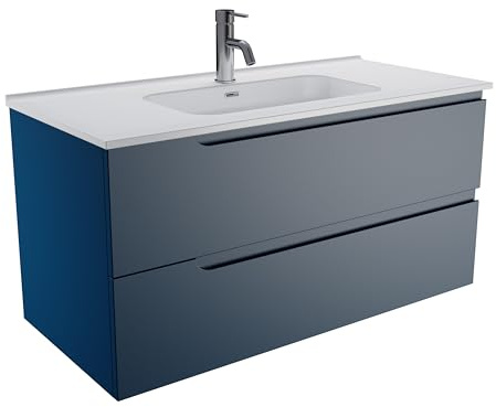 Parama Mobile Bagno Sospeso 2 Cassetti Con Lavabo Mod. Ardenne (Blu, 100)
