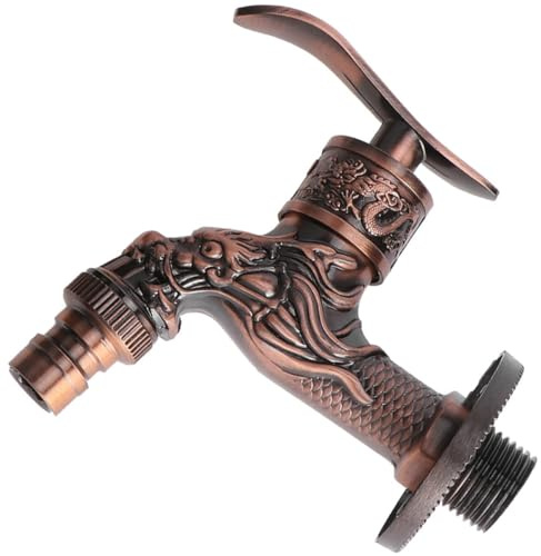 UKCOCO Grifo Fácil Instalación y Operación de Lavabo de Pared Estilo Vintage Marrón de Cobre y Aleación de Zinc para Baño Retro