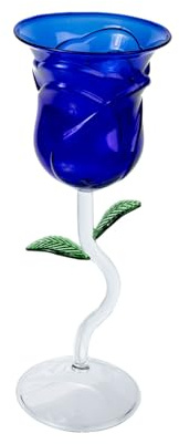 UKCOCO Verre à Vin De Fleur De Rose Bleu Verre à Cocktail Gobelet Décoratif Élégant Pour Fête Dîner Et Réunion De Fête Original Et Romantique