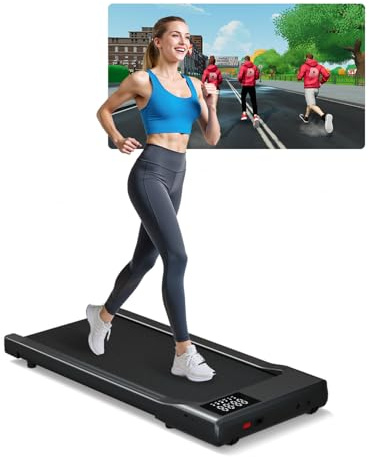 Walking Pad mit APP-Steuerung, Laufband für Zuhause und Büro 2 in 1 für Smart Tech Geräte 159KG, Laufband Schreibtisch Leise mit KI-Training und Multi-Runner-Rennen