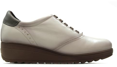 KAOLA - Zapato Deportivo con cuña,Cierre de Cordones elásticos,Suela de Goma,Plantilla Extraible,de Piel para: Mujer Color: Hielo Talla:41