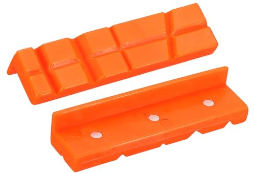 sourcing map 1 Set Vise Jaw Pads 4 Rubber V-Shape Magnetic Vise Soft Jaws Standard Anti-Scratches Vice Covers Tools for DIY Making Woodworking Clamping Plumbing, Orange