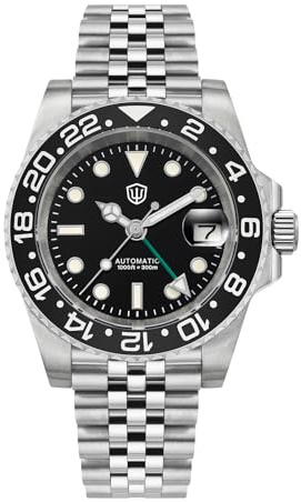watchdives WD16760 V2 40 mm NH34 Sub GMT automatisk klocka för män | NH34 GMT automatisk rörelse, safirkristall, 300 m vattenbeständighet, BGW9 blå lysande, 24 klick dubbelriktad väg