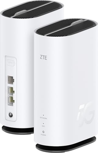 ZTE G5C Modem Router 5G con SIM, WI-Fi 6 dual-band AX1800, 2 Gigabit Ethernet Ports (RJ11), Qualcomm SDX55 platform, Design elegante con antenne integrate, LED per Wi-Fi e rete, tasto WPS [Italia]