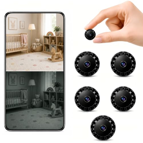 XUEVORIY 5 PCS Mini Telecamera Spia WiFi, Videocamera di Sorveglianza Full HD 1080P con Visione Notturna e Rilevamento Movimento, Controllo Remoto Tramite App L/X I
