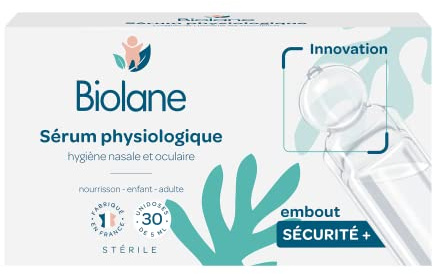 BIOLANE - Sérum Physiologique Bébé - Embout rond - 30 Unidoses | Nettoie le nez et les yeux, Dès la naissance, Fabriqué en France