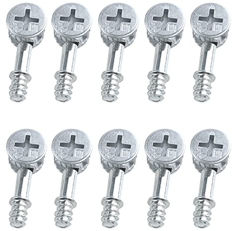 Antrader 10-Pack Furniture Side Knock Down Furniture Cam Lock Connecting Fitting Pre-Inserted Nut Dowels Connector Assembly (812 Fitting+28mm Screw)