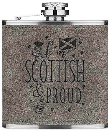 Je Suis Écossais et Proud 6oz Cuir PU Hip Flasque Gris Luxe