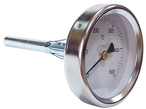 Easyricambi Termometro Forno a Legna e Barbecue Misura Temperatura da 0 a 500°C con sonda Rigida lineare 15cm.